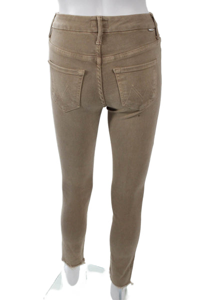 Mother Women Ankle Skinny Brown High Rise Jeans 93% Cotton Size 23