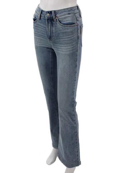 Paige Womens Bootcut Flared Jeans Blue High Rise Petite Size 23