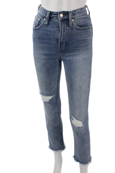 Madewell Women High Rise Ankle Cropped Straight Blue Jeans Size 23