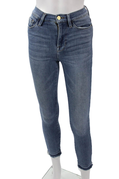 Frame Denim Womens Ankle Skinny Blue High Rise Jeans Petite Size 23