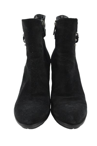 Aquatalia Womens Suede Zippered High Heeled Ankle Boots Black Size 7.5