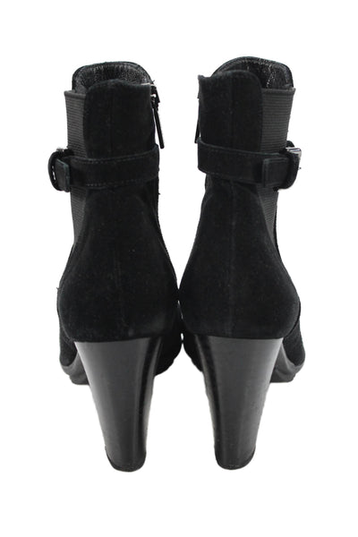 Aquatalia Womens Suede Zippered High Heeled Ankle Boots Black Size 7.5