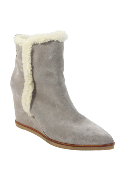 MARC FISHER LTD Womens Suede Zip Wedge Ankle Boots Gray Size 7.5