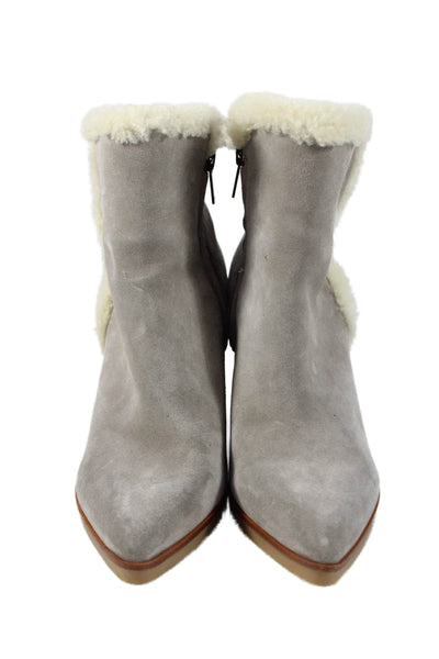 MARC FISHER LTD Womens Suede Zip Wedge Ankle Boots Gray Size 7.5