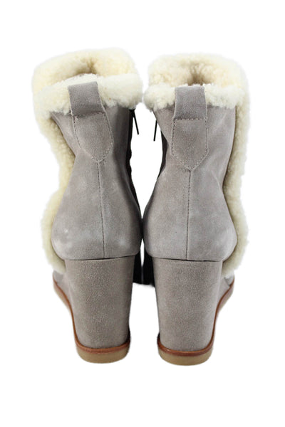 MARC FISHER LTD Womens Suede Zip Wedge Ankle Boots Gray Size 7.5
