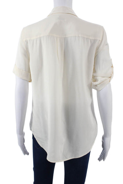 Equipment Femme Women Beige Short Sleeve Button-Up Micro Modal Size S