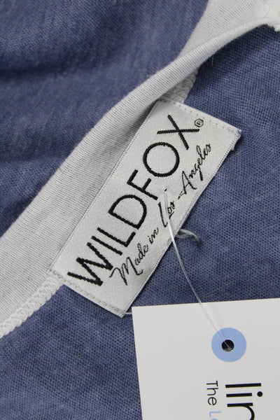 Wildfox Women Blue Beer Graphic Jersey T-Shirt Crew Neck Long Sleeve Size S