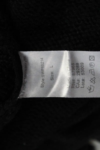 Elan Unisex Black V-Neck Pullover Star Graphic Print Long Sleeve Size S