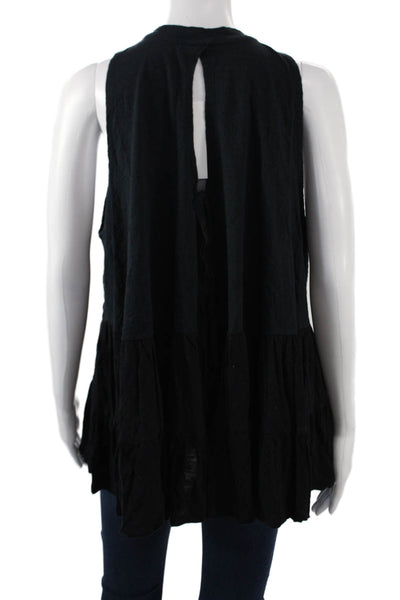 Free People Womens Bohemian Tunic Tank Black Sleeveless Crewneck Size S