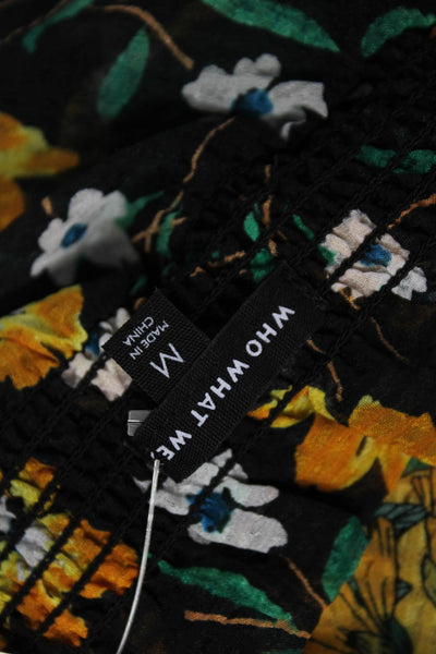 Who What Wear Women Black Floral Bohemian Tank Sleeveless Polyester Size M