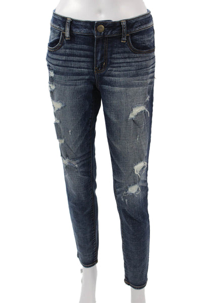 American Eagle Outfitters Women Dark Blue Ankle Jeggings Low Rise Size 10