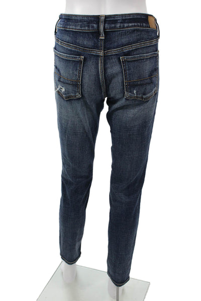 American Eagle Outfitters Women Dark Blue Ankle Jeggings Low Rise Size 10