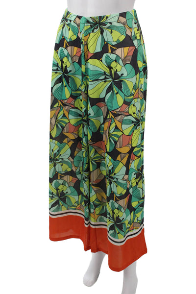 Zara Womens Floral Square Neck Sleeveless Jumpsuit Green Size L