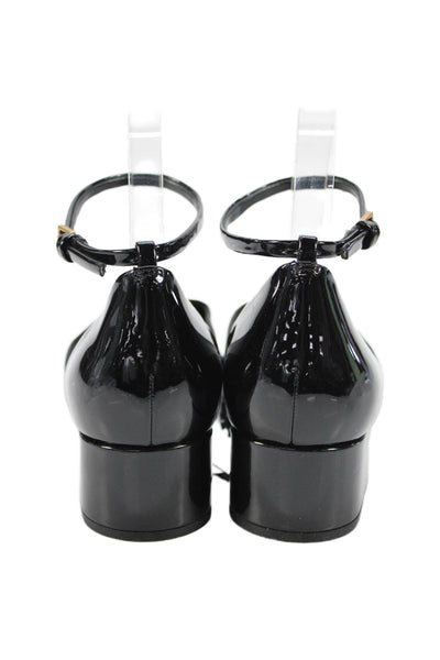 Zara Womens Patent Leather Gold Tone Ankle Strap Pumps Black Gold Size 41 11