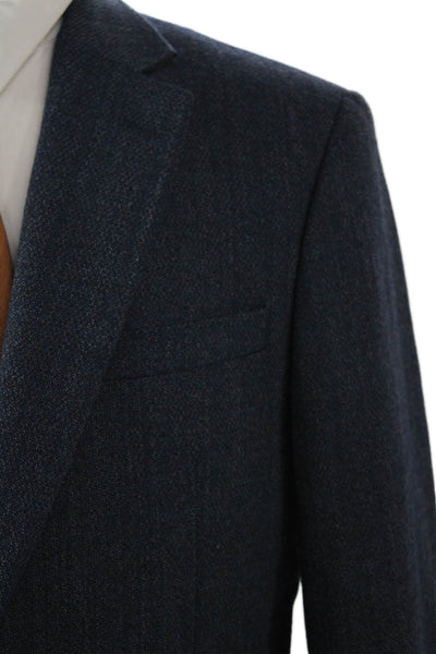 Kenneth Cole Mens Dark Blue Wool Blazer Button Long Sleeve Size 42