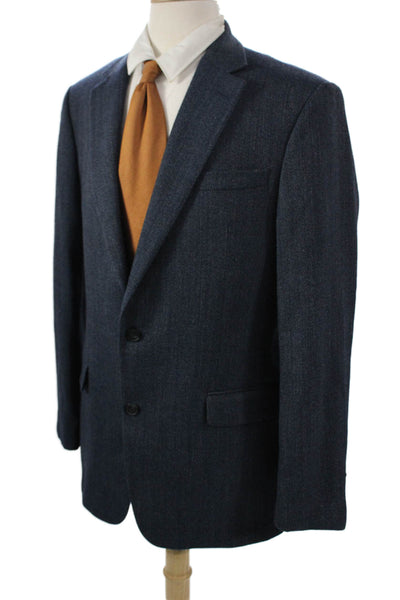 Kenneth Cole Mens Dark Blue Wool Blazer Button Long Sleeve Size 42