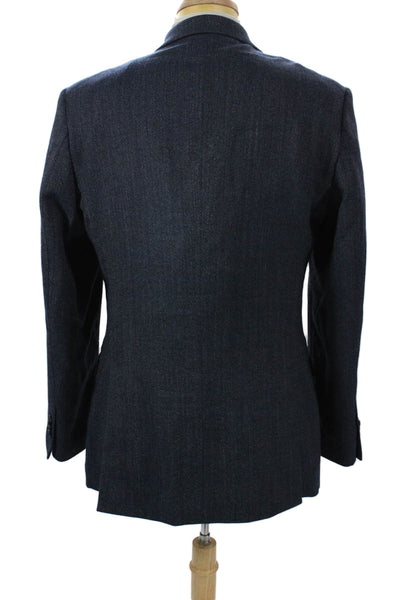 Kenneth Cole Mens Dark Blue Wool Blazer Button Long Sleeve Size 42