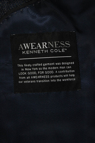 Kenneth Cole Mens Dark Blue Wool Blazer Button Long Sleeve Size 42