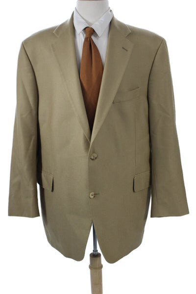John W. Nordstrom Mens Classic Beige Wool Blazer Collared Button Size 42