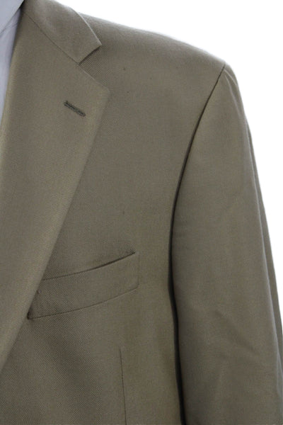 John W. Nordstrom Mens Classic Beige Wool Blazer Collared Button Size 42