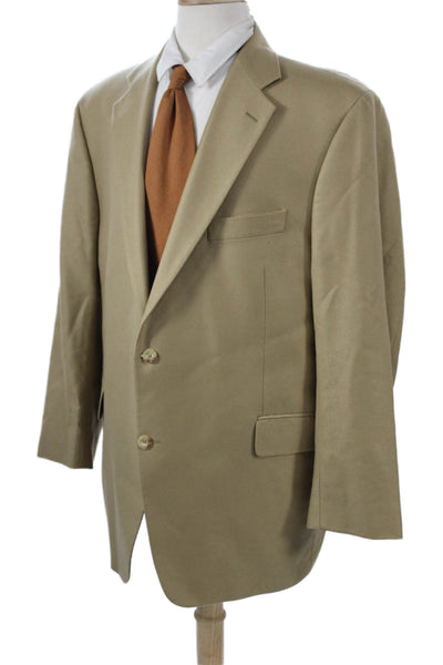 John W. Nordstrom Mens Classic Beige Wool Blazer Collared Button Size 42