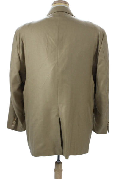 John W. Nordstrom Mens Classic Beige Wool Blazer Collared Button Size 42