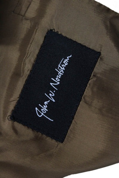 John W. Nordstrom Mens Classic Beige Wool Blazer Collared Button Size 42