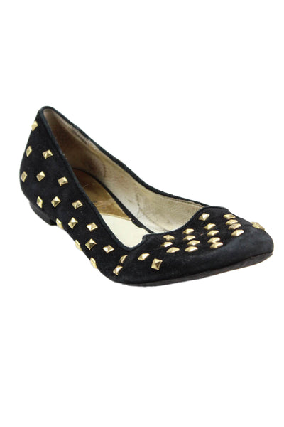 Michael Michael Kors Womens Suede Studded Loafers Black Size 6 Medium