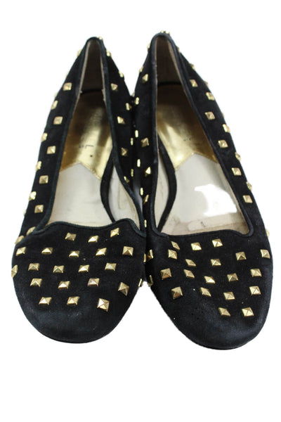 Michael Michael Kors Womens Suede Studded Loafers Black Size 6 Medium