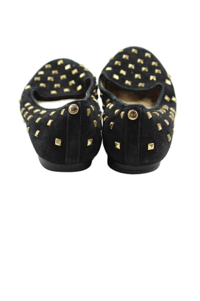 Michael Michael Kors Womens Suede Studded Loafers Black Size 6 Medium