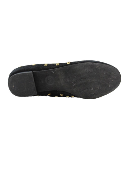 Michael Michael Kors Womens Suede Studded Loafers Black Size 6 Medium