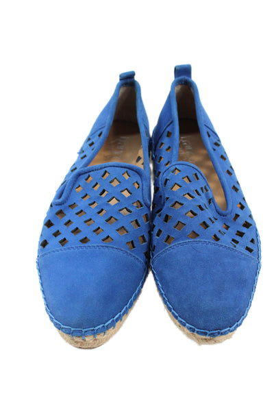 Franco Sarto Womens Leather Diamond Espadrille Flats Blue Size 7.5 Medium