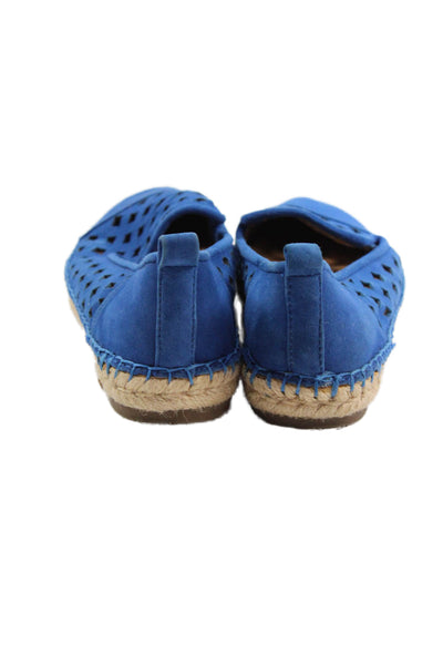 Franco Sarto Womens Leather Diamond Espadrille Flats Blue Size 7.5 Medium