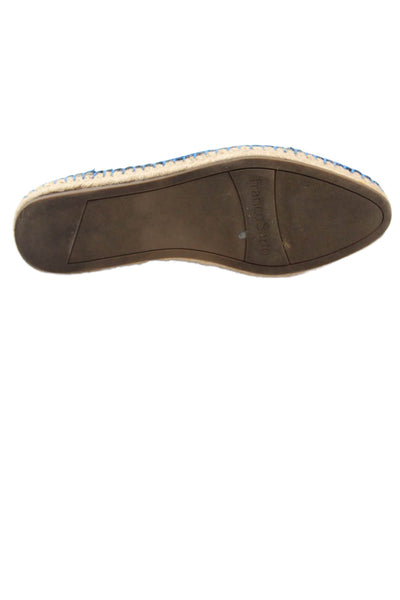 Franco Sarto Womens Leather Diamond Espadrille Flats Blue Size 7.5 Medium