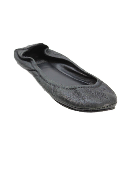 Tory Burch Womens Leather Slide On Ballet Flats Black Size 8