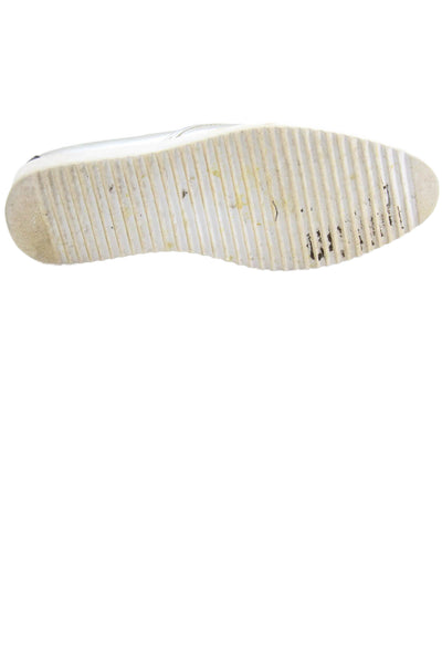 Karl Lagerfeld Womens Leather Cap Toe Slide On Flats Silver Black Size 6 Medium