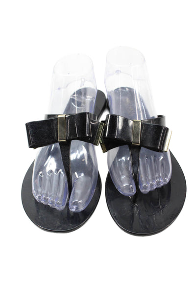 Michael Michael Kors Womens Gold Tone Thong Sandals Black Size 9 Medium