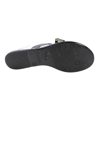 Michael Michael Kors Womens Gold Tone Thong Sandals Black Size 9 Medium