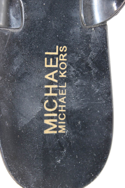 Michael Michael Kors Womens Gold Tone Thong Sandals Black Size 9 Medium
