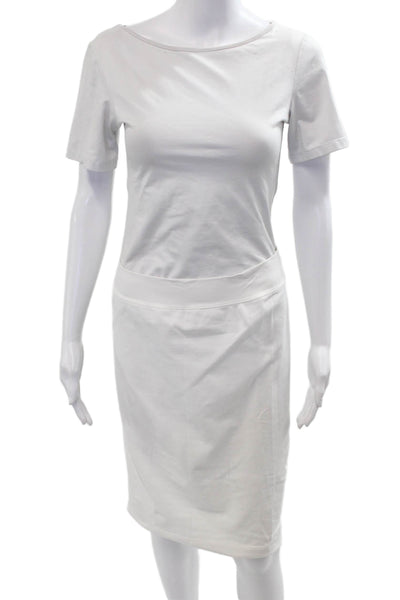 Hard Tail Womens T Shirt Dress White Knee Length Short Sleeve Size M