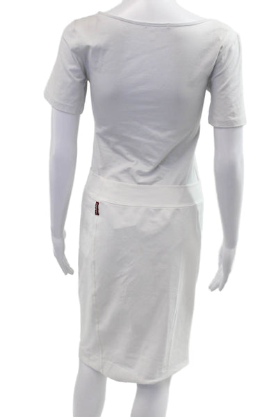 Hard Tail Womens T Shirt Dress White Knee Length Short Sleeve Size M