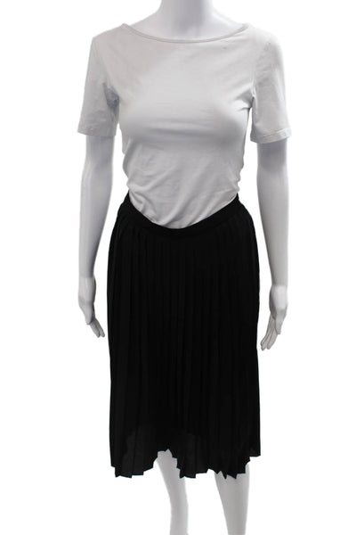 J Crew Womens Pleated Black Polyester Skirt Size 00