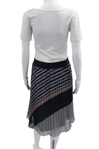 DKNY Womens Pleated Geometric Black Knee Length Polyester Skirt Size XS