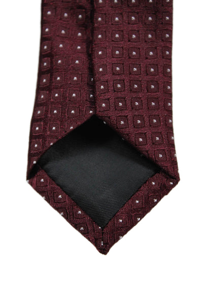 Calvin Klein Womens Spotted Geometric Print Tie Dark Red