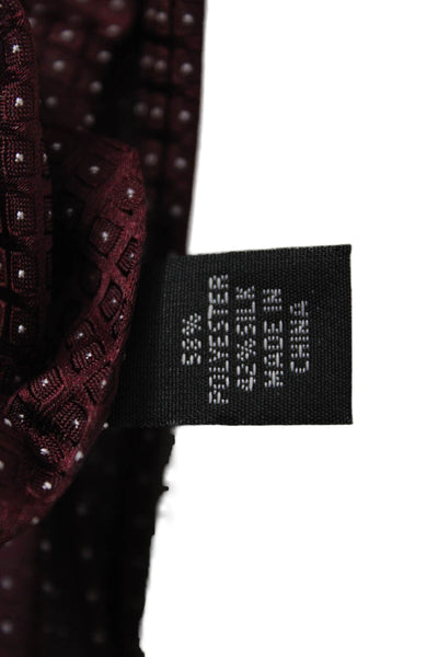 Calvin Klein Womens Spotted Geometric Print Tie Dark Red
