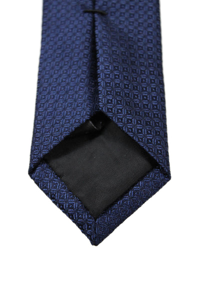 Calvin Klein Mens Monochrome Geometric Print Tie Dark Blue