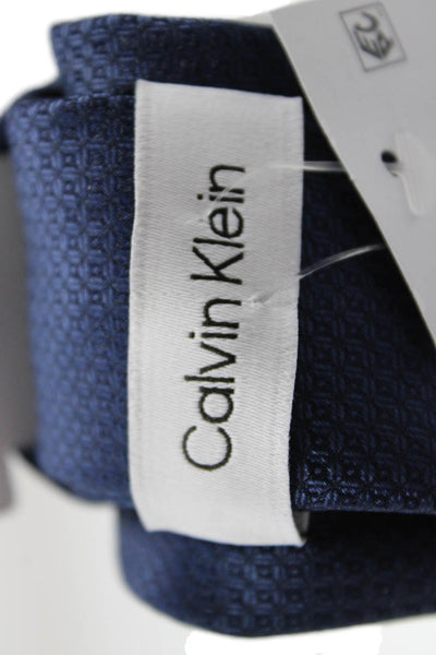Calvin Klein Mens Monochrome Geometric Print Tie Dark Blue