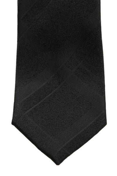 Calvin Klein Mens Silk Classic Length Tie Solid Black