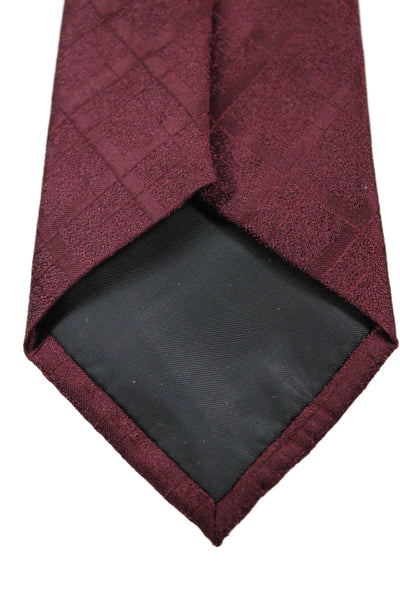 Calvin Klein Mens Satin Monochrome Plaid Detail Tie Red