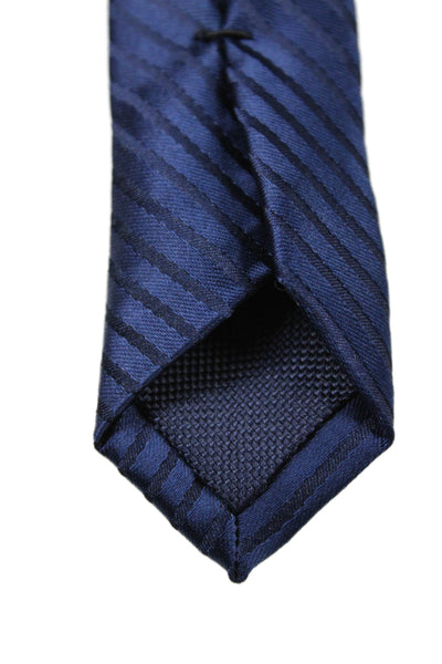 Michael Kors Mens Striped Print Tie Dark Blue